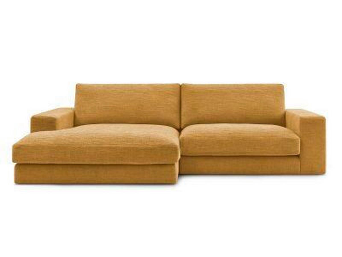 ECKSOFA Ottomane links  LEONARD  Gelb Struktur  - Gelb/Schwarz, MODERN, Kunststoff/Textil (159/274cm)