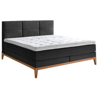 BOXSPRINGBETT 180/200 cm,  in Anthrazit, Matratzen, H2 = mittel  - Eichefarben/Anthrazit, KONVENTIONELL, Holz/Textil (180/200cm) - Boxxx
