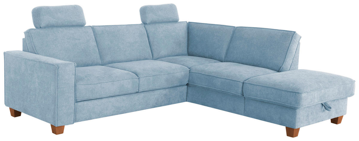 ECKSOFA Hellblau Flachgewebe  - Eichefarben/Hellblau, KONVENTIONELL, Holz/Textil (236/213cm) - Sit & More