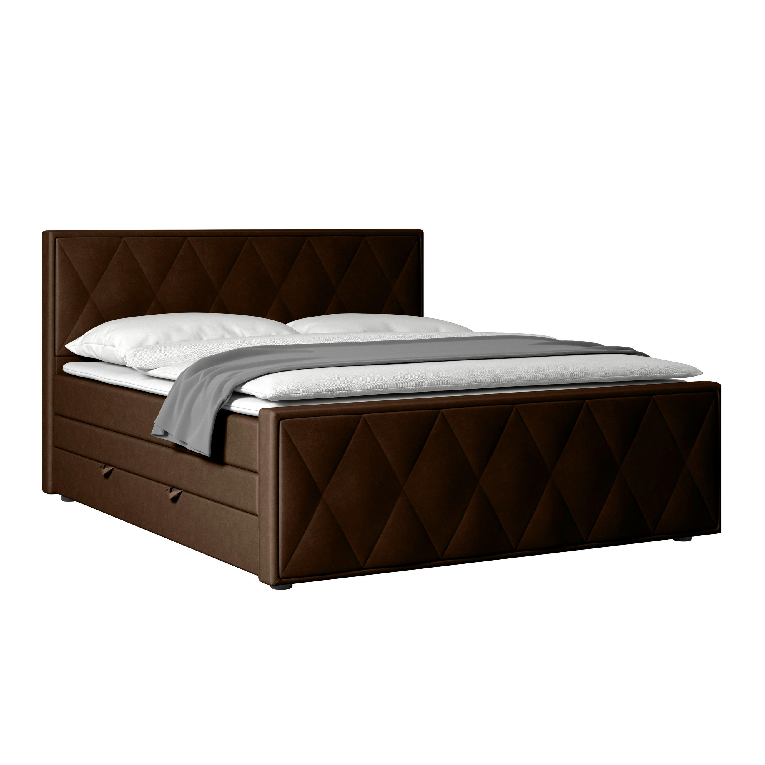 BOXSPRINGBETT 180/200 cm  in Braun  - Schwarz/Braun, Modern, Holz/Textil (180/200cm) - MID.YOU