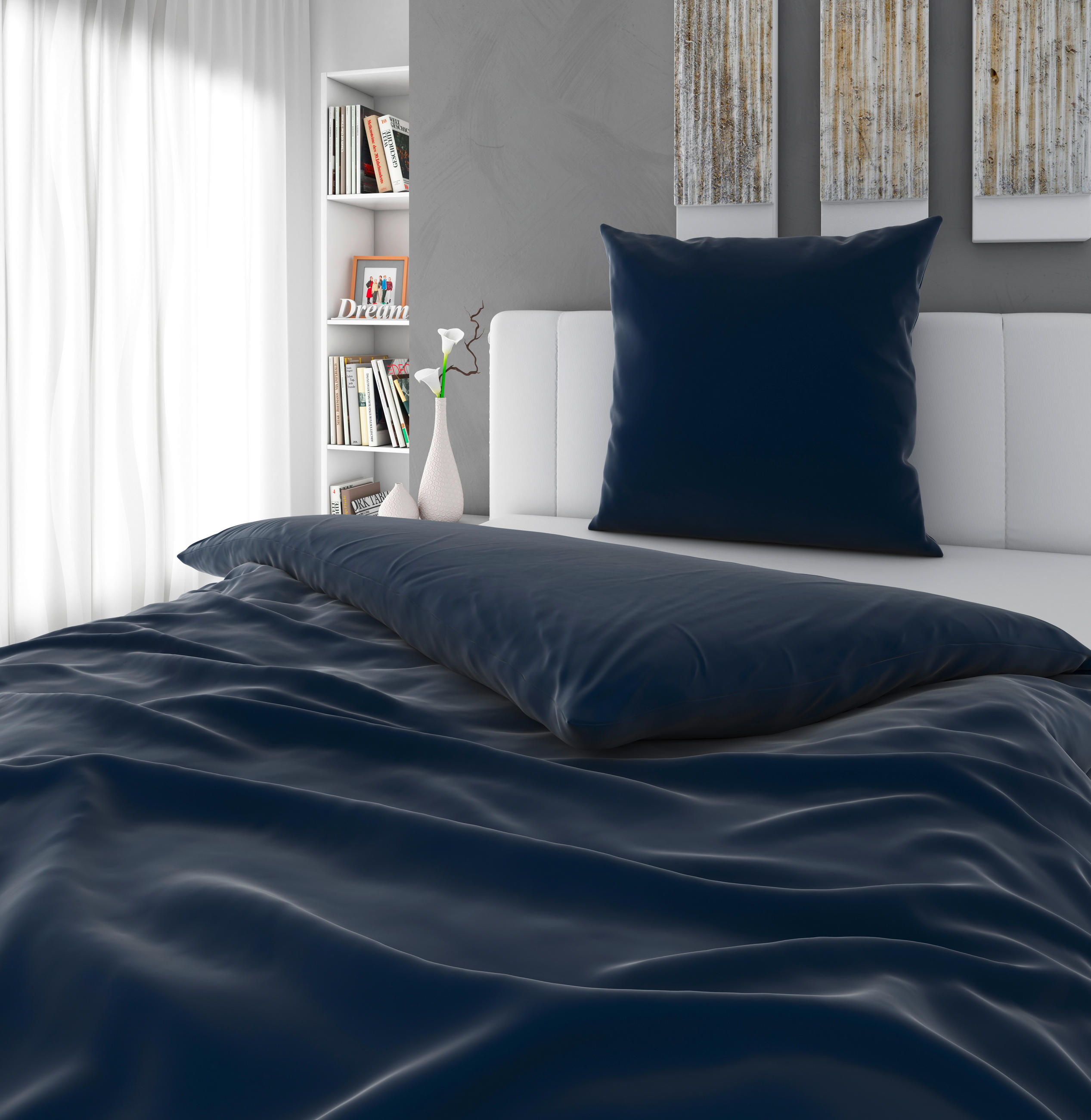 BETTWÄSCHE 135/200 cm Satin  - Dunkelblau, MODERN, Textil (135/200cm) - Novel