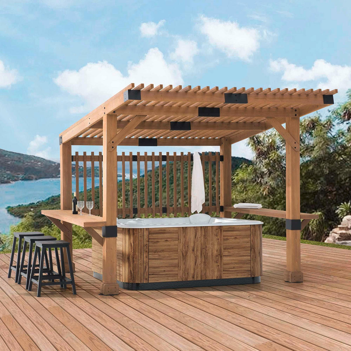 PERGOLA 309,6/239-256,4/274,5 cm   - Braun, Basics, Holz (309,6/239-256,4/274,5cm)