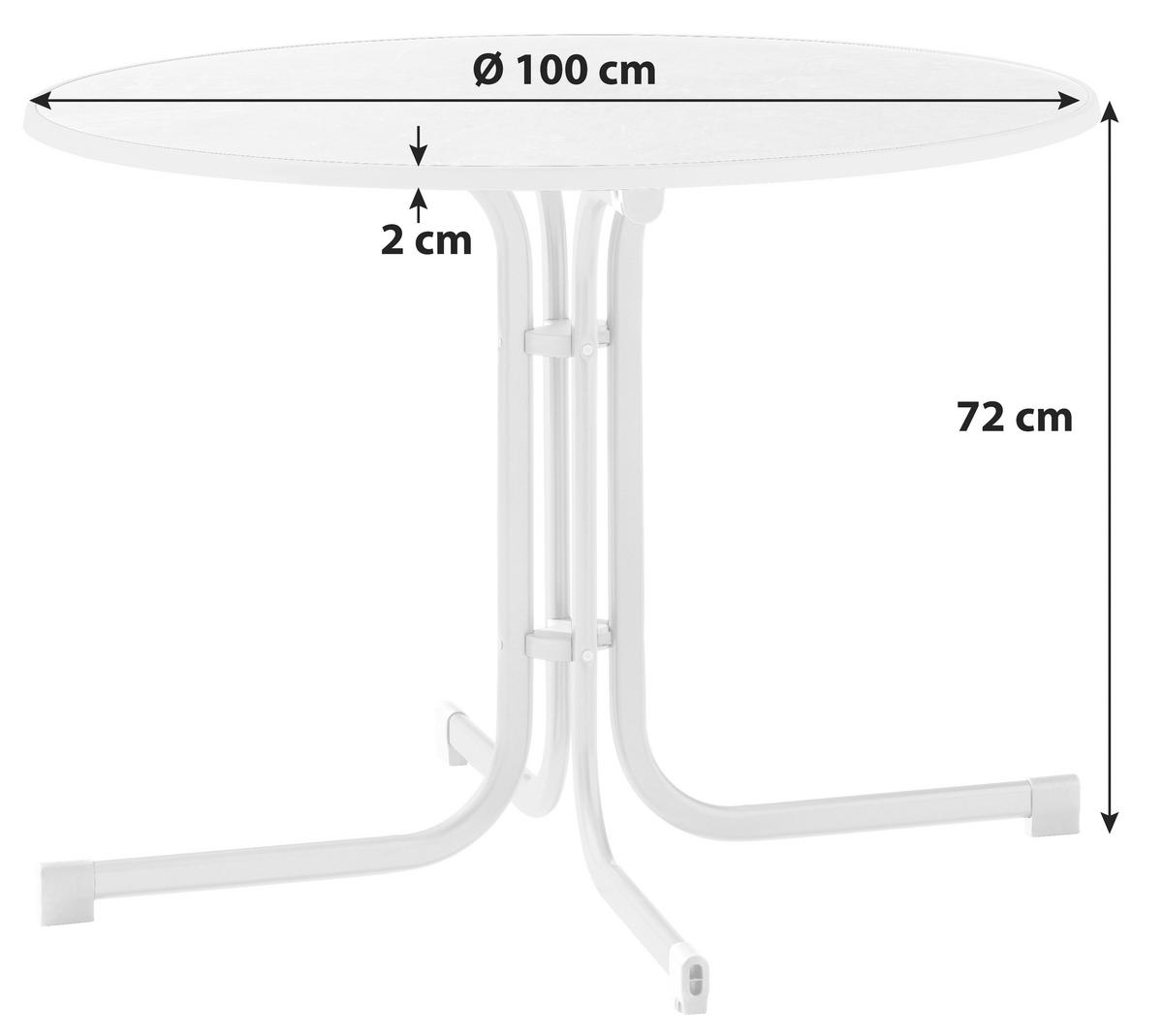 GARTENTISCH Holzwerkstoff rund  - Weiß, MODERN, Holzwerkstoff/Metall (100/72cm) - Sieger