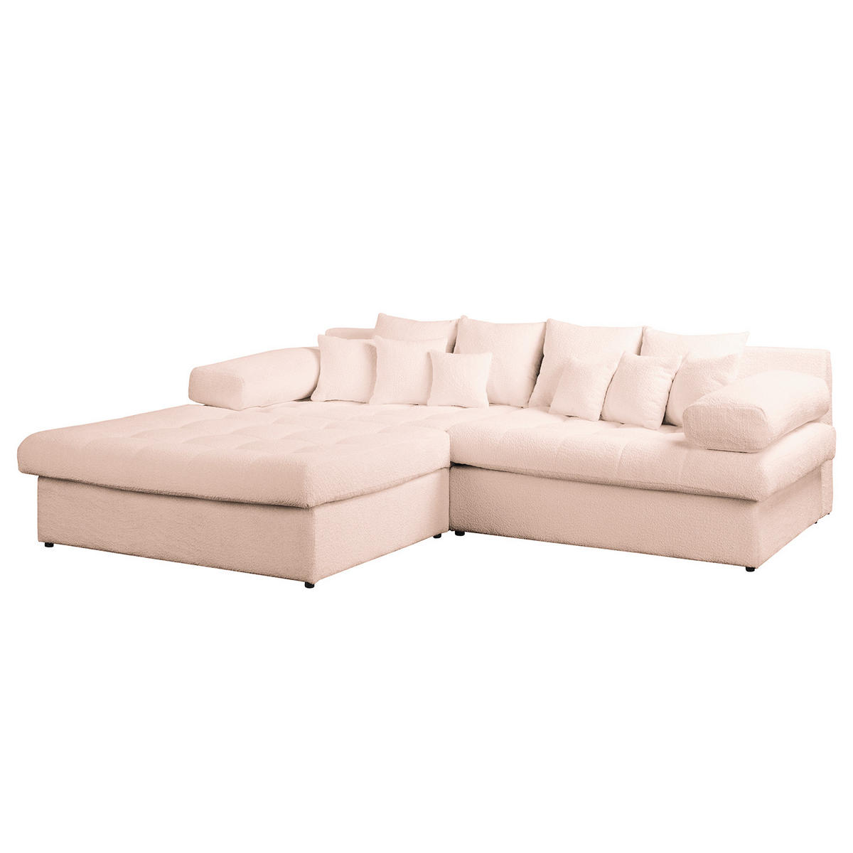 ECKSOFA Naomi in Chenille Rosa Rückenkissen  243/284 cm  - Schwarz/Rosa, Design, Kunststoff/Textil (243/284cm) - P & B