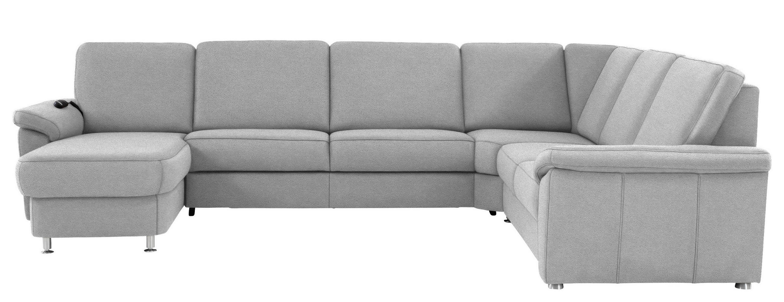 WOHNLANDSCHAFT in Flachgewebe Hellgrau  - Chromfarben/Hellgrau, KONVENTIONELL, Textil (163/336/240cm) - Beldomo System