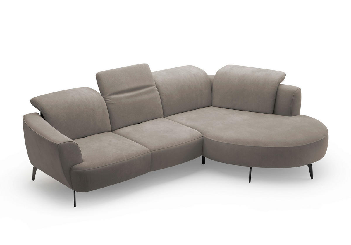 ECKSOFA in Flachgewebe Schlammfarben  309/199 cm  - Schlammfarben/Schwarz, KONVENTIONELL, Textil/Metall (309/199cm) - Sit & More