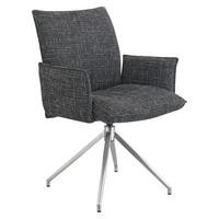 ARMLEHNSTUHL  Sitzfläche 360° drehbar, automatische Rückholfunktion Webstoff  Schwarz, Edelstahlfarben  - Edelstahlfarben/Schwarz, Design, Textil/Metall (60,5/87/61,5cm) - Novel