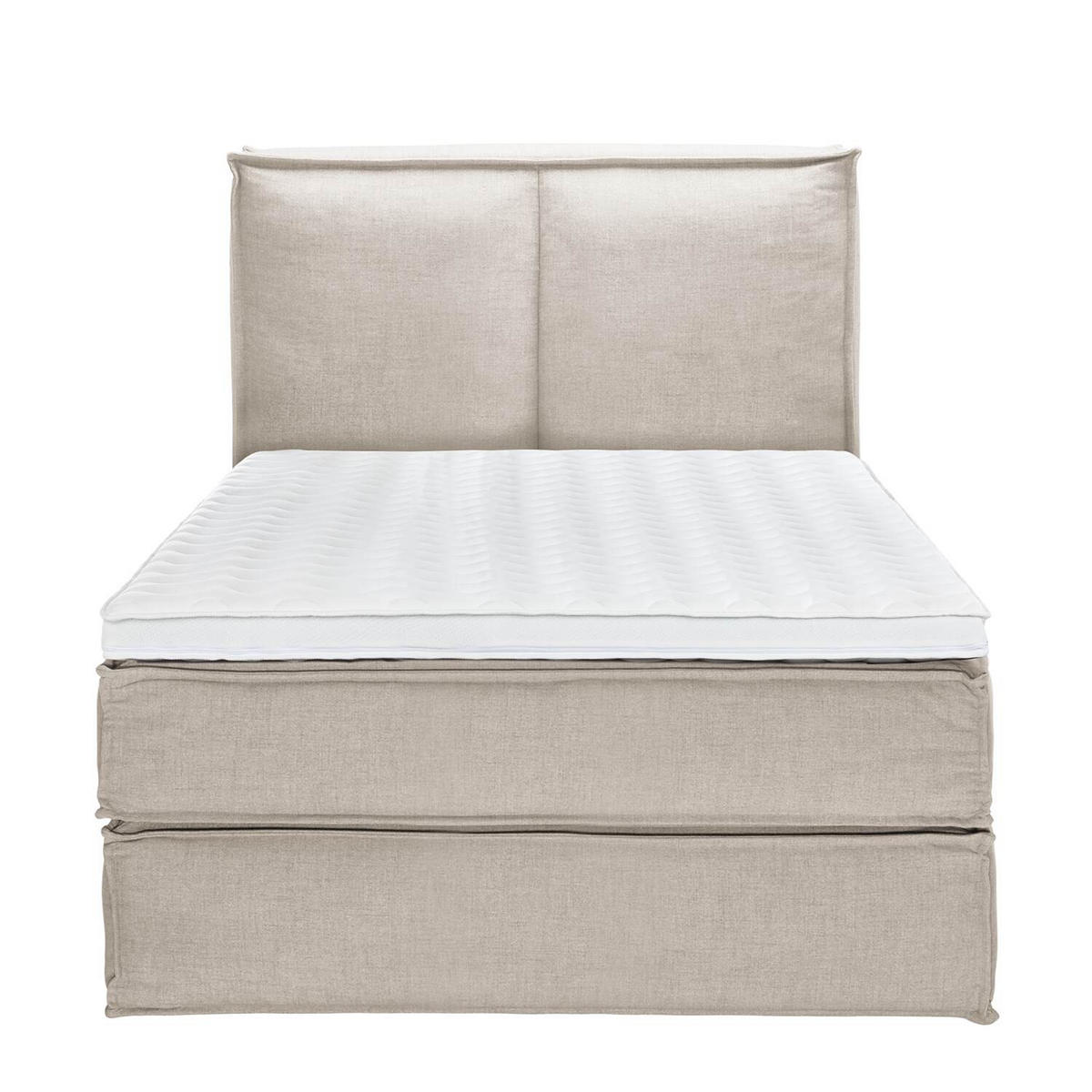 BOXSPRINGBETT 140/220 cm  in Beige  - Beige/Schwarz, Design, Kunststoff/Textil (140/220cm) - home24