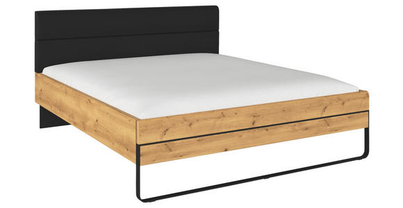 BETTANLAGE 180/200 cm  in Schwarz, Wildeiche  - Wildeiche/Schwarz, Design, Holzwerkstoff/Textil (180/200cm) - Dieter Knoll