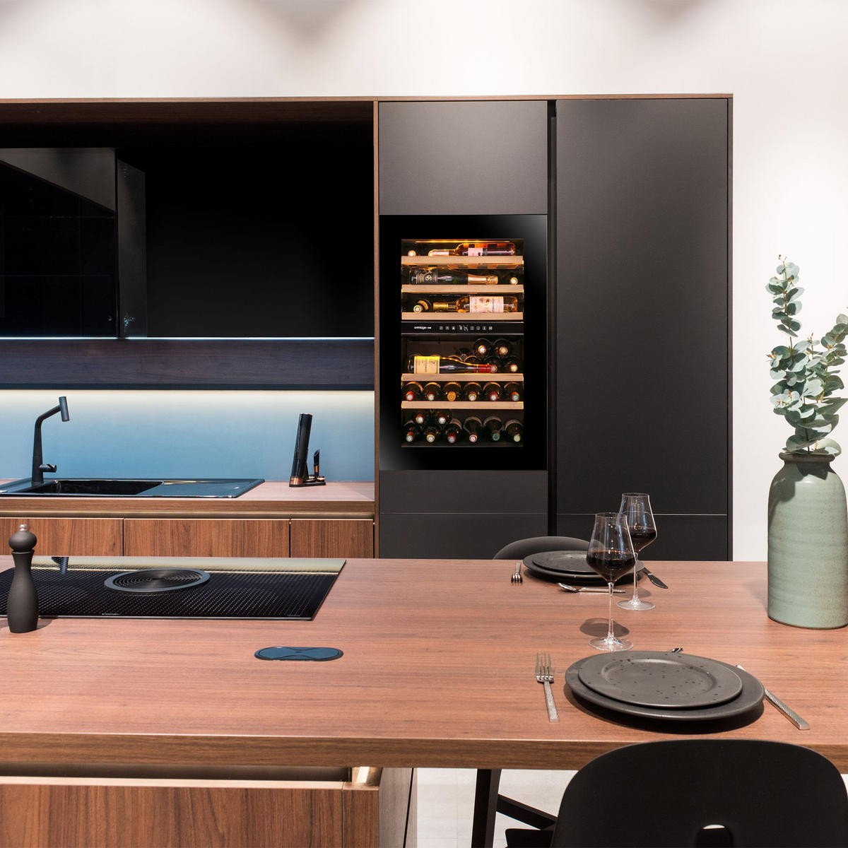 WEINKÜHLSCHRANK AVI88PLATINUM  - Schwarz, Basics, Glas/Holz (59,0/88,5/56,5cm)