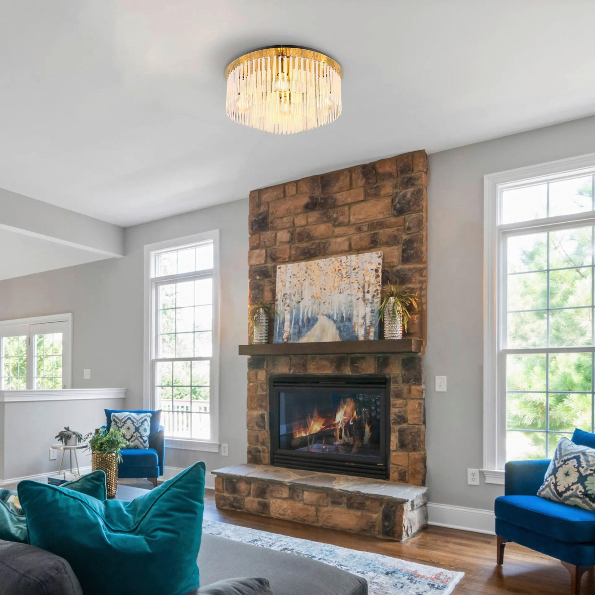 DECKENLEUCHTE 50/25 cm   - Goldfarben/Schwarz, Design, Glas/Metall (50/25cm) - Collet's Monde