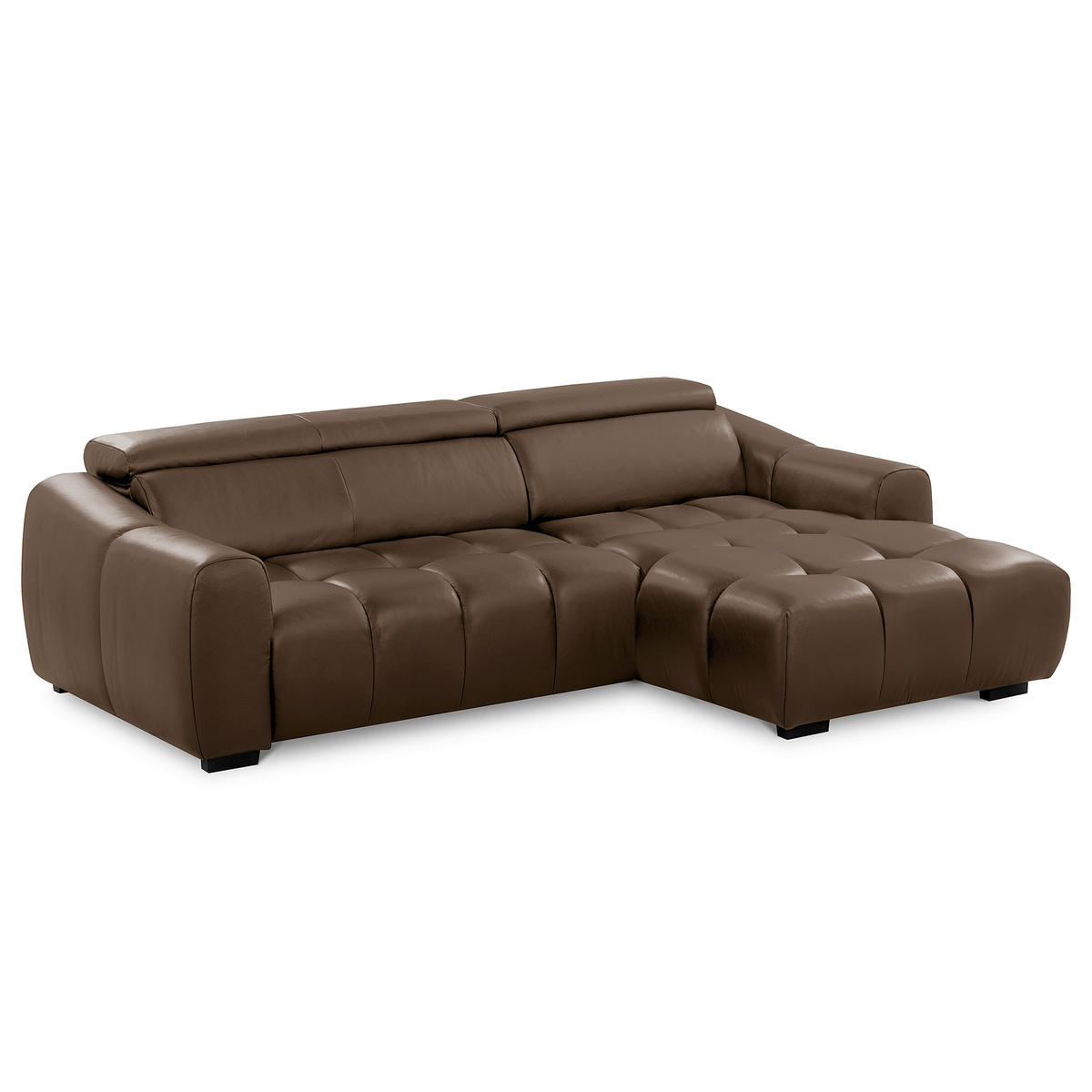 ECKSOFA  Echtleder Braun  - Schwarz/Braun, Design, Leder/Kunststoff (274/177cm) - Livetastic