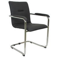 KONFERENCIJSKA STOLICA  crna  metal, koža  - boje kroma/crna, Moderno, koža/metal (55/85/45cm)