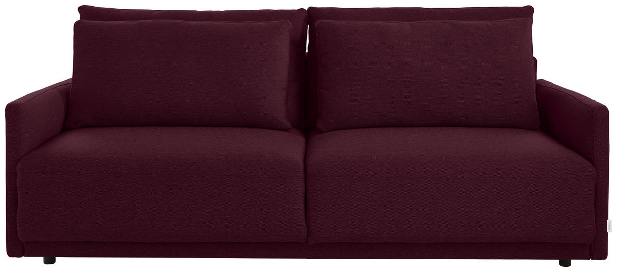 SCHLAFSOFA in Webstoff Weinrot  - Weinrot/Schwarz, Design, Kunststoff/Textil (217/95/110cm) - Livetastic