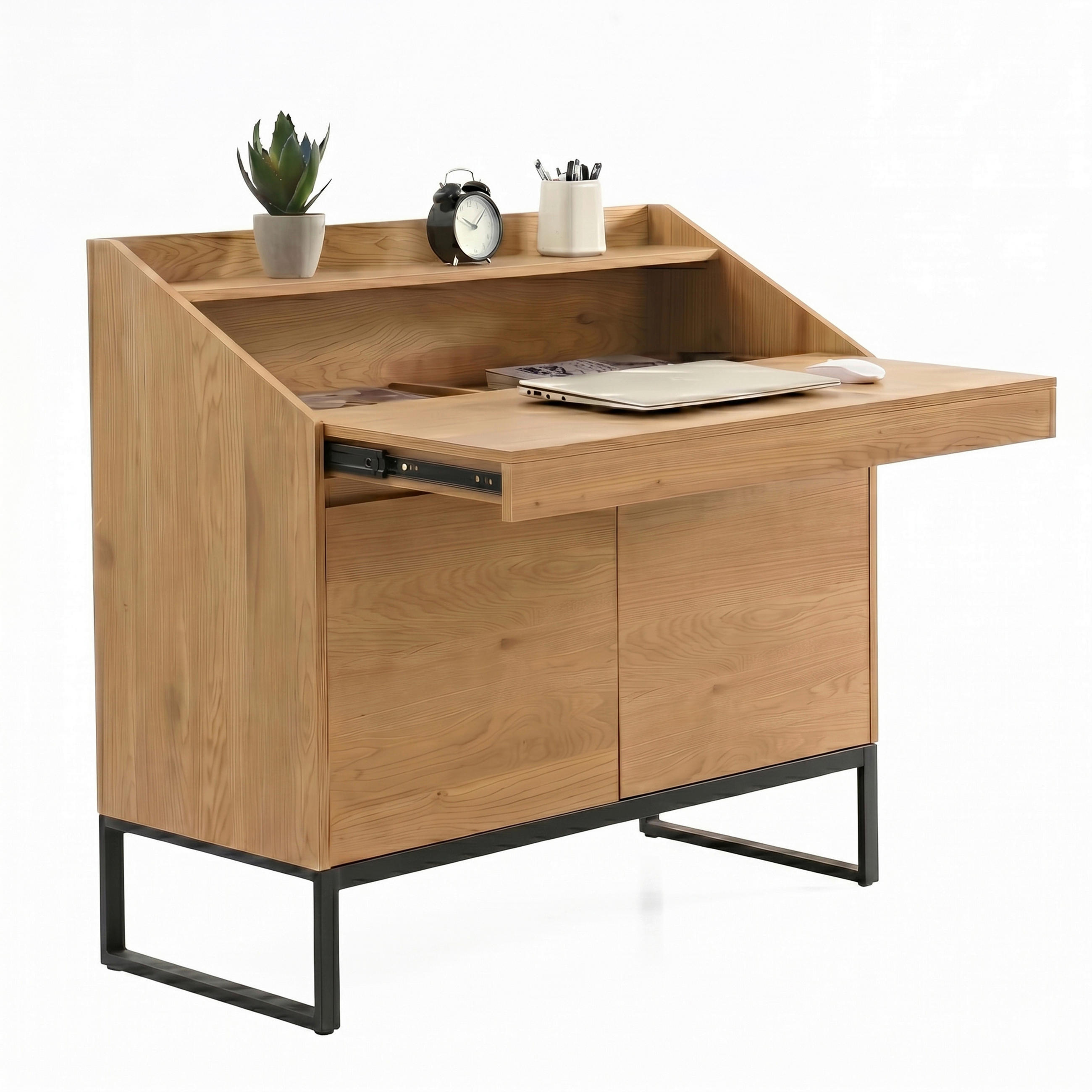 SCHREIBTISCH 100/45/95 cm Braun  - Schwarz/Braun, Design, Holzwerkstoff/Metall (100/45/95cm) - Livetastic