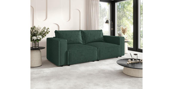 SCHLAFSOFA Cord Dunkelgrün  inkl. Zierkissen, Bettkasten, Schlaffunktion  - Dunkelgrün/Schwarz, MODERN, Kunststoff/Textil (250/68/104cm) - Xora