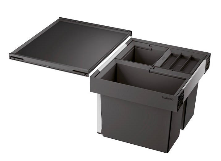 EINBAUABFALLSAMMLER 38 L  - Edelstahlfarben/Anthrazit, Basics, Kunststoff/Metall (46,2/37,1/40cm) - Blanco