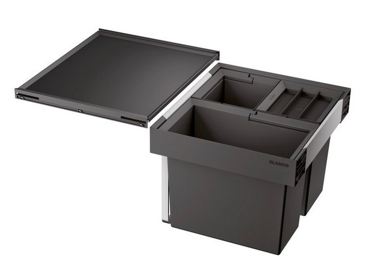 EINBAUABFALLSAMMLER 38 L  - Edelstahlfarben/Anthrazit, Basics, Kunststoff/Metall (46,2/37,1/40cm) - Blanco