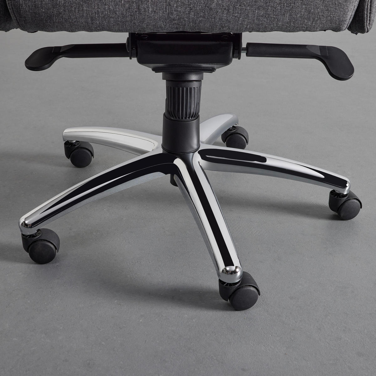 CHEFSESSEL Webstoff Chromfarben, Dunkelgrau  - Chromfarben/Dunkelgrau, MODERN, Holz/Kunststoff (68/116-122/72cm) - Livetastic