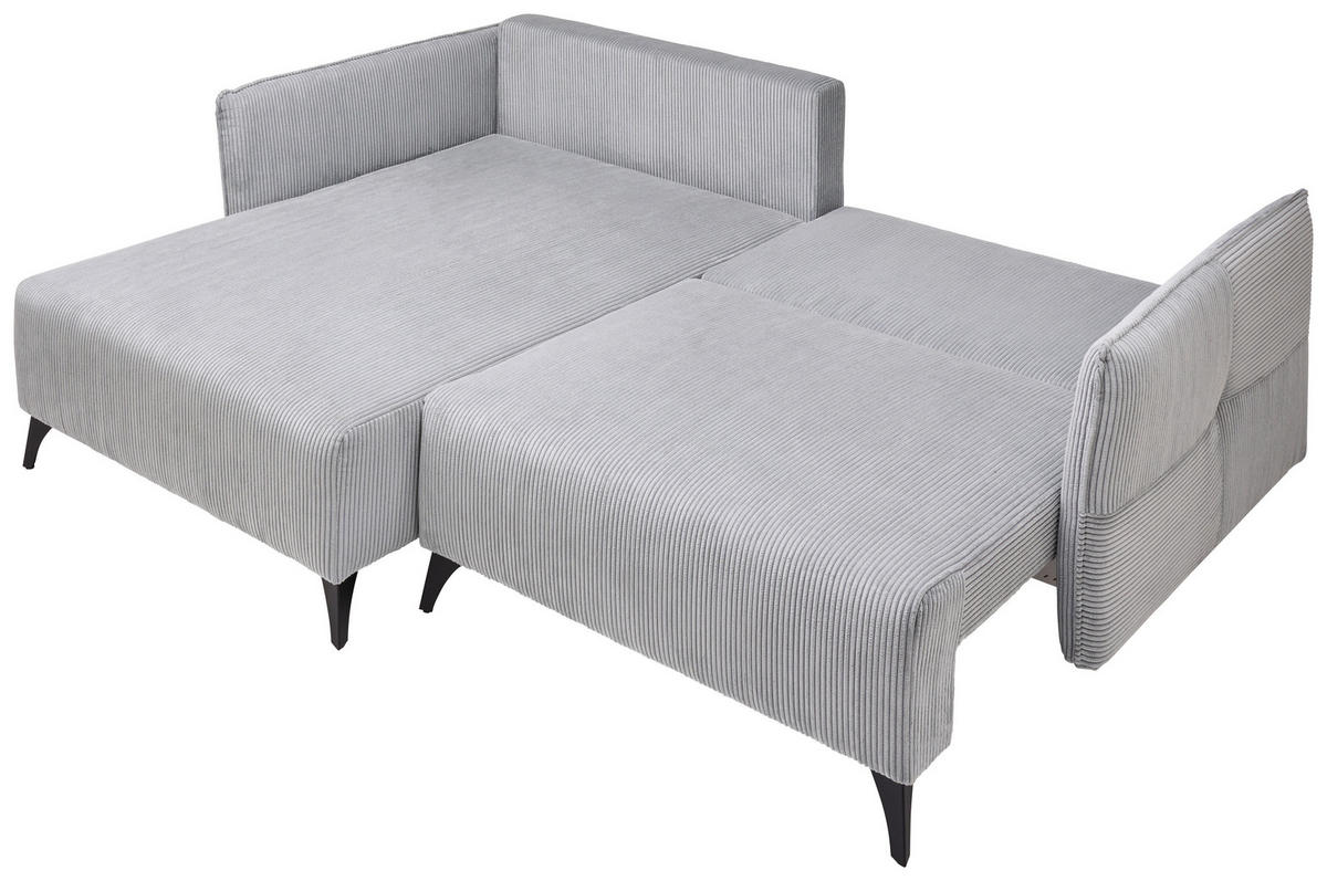 ECKSOFA Grau Cord  - Schwarz/Grau, Design, Textil/Metall (254/175cm) - Stylife