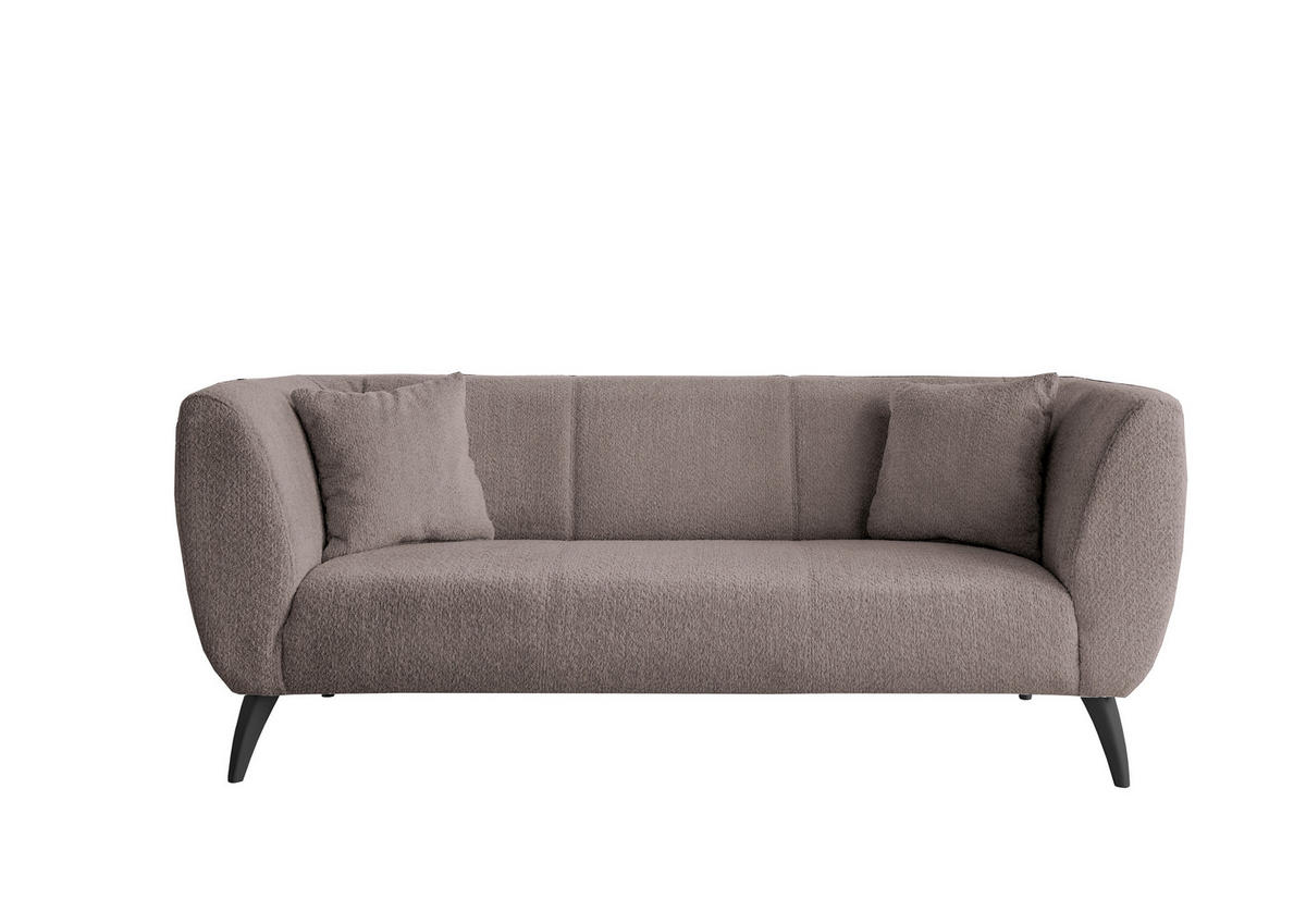 3-SITZER-SOFA Bouclé Taupe  - Taupe/Schwarz, Modern, Holz/Textil (208/83/88cm) - MID.YOU