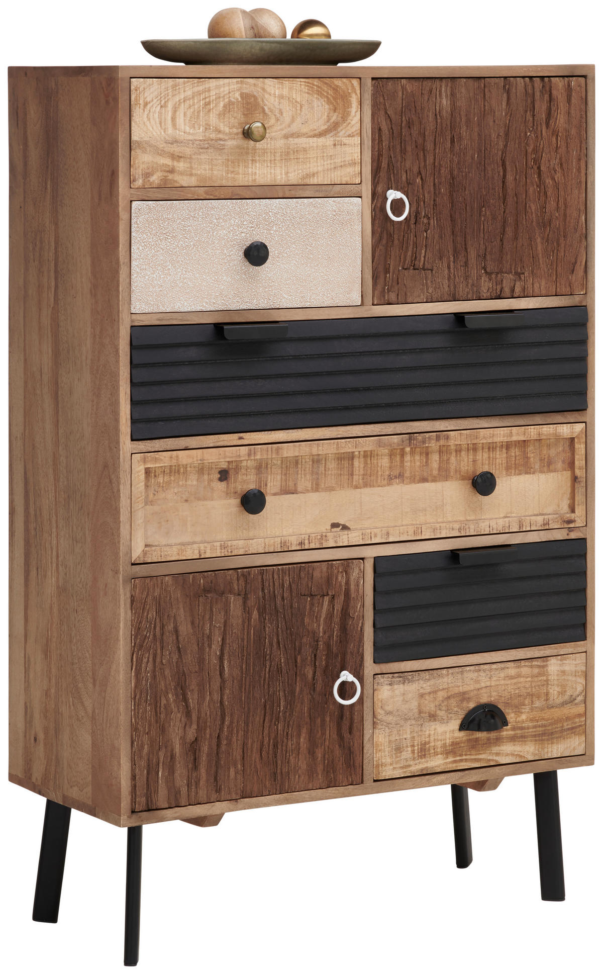 KOMMODE 80/125/35 cm  in Hellbraun, Schwarz, Dunkelbraun  - Hellbraun/Dunkelbraun, Lifestyle, Holz/Metall (80/125/35cm) - Landscape