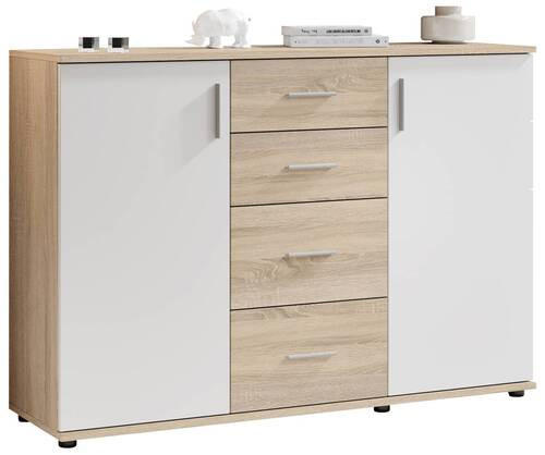 KOMÓD 120/82/35 cm  - ezüst/fekete, Design, műanyag/faalapú anyag (120/82/35cm) - Xora