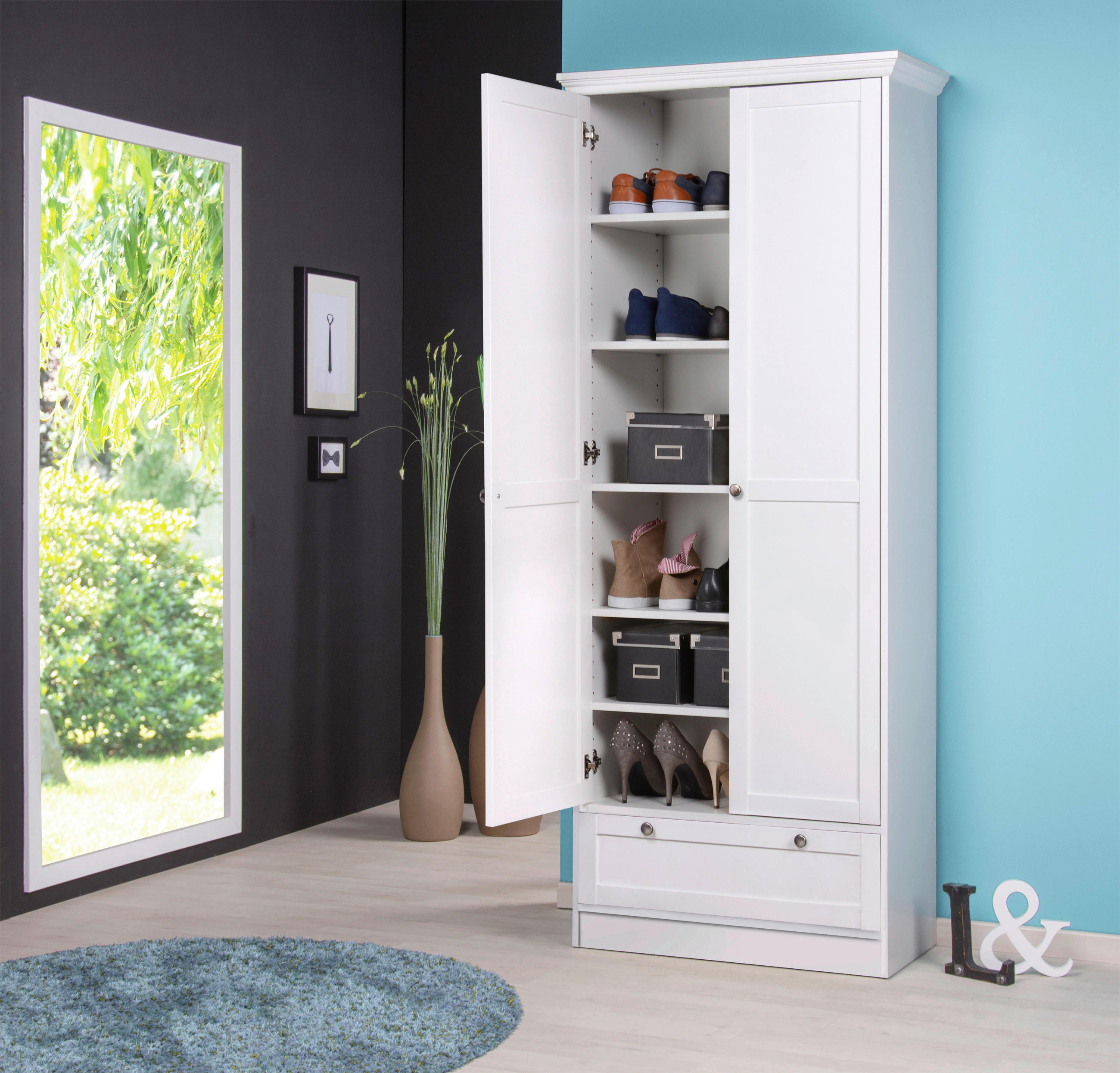 MEHRZWECKSCHRANK 80/200/39 cm  in Weiß  - Schwarz/Weiß, LIFESTYLE, Holzwerkstoff/Metall (80/200/39cm) - Carryhome