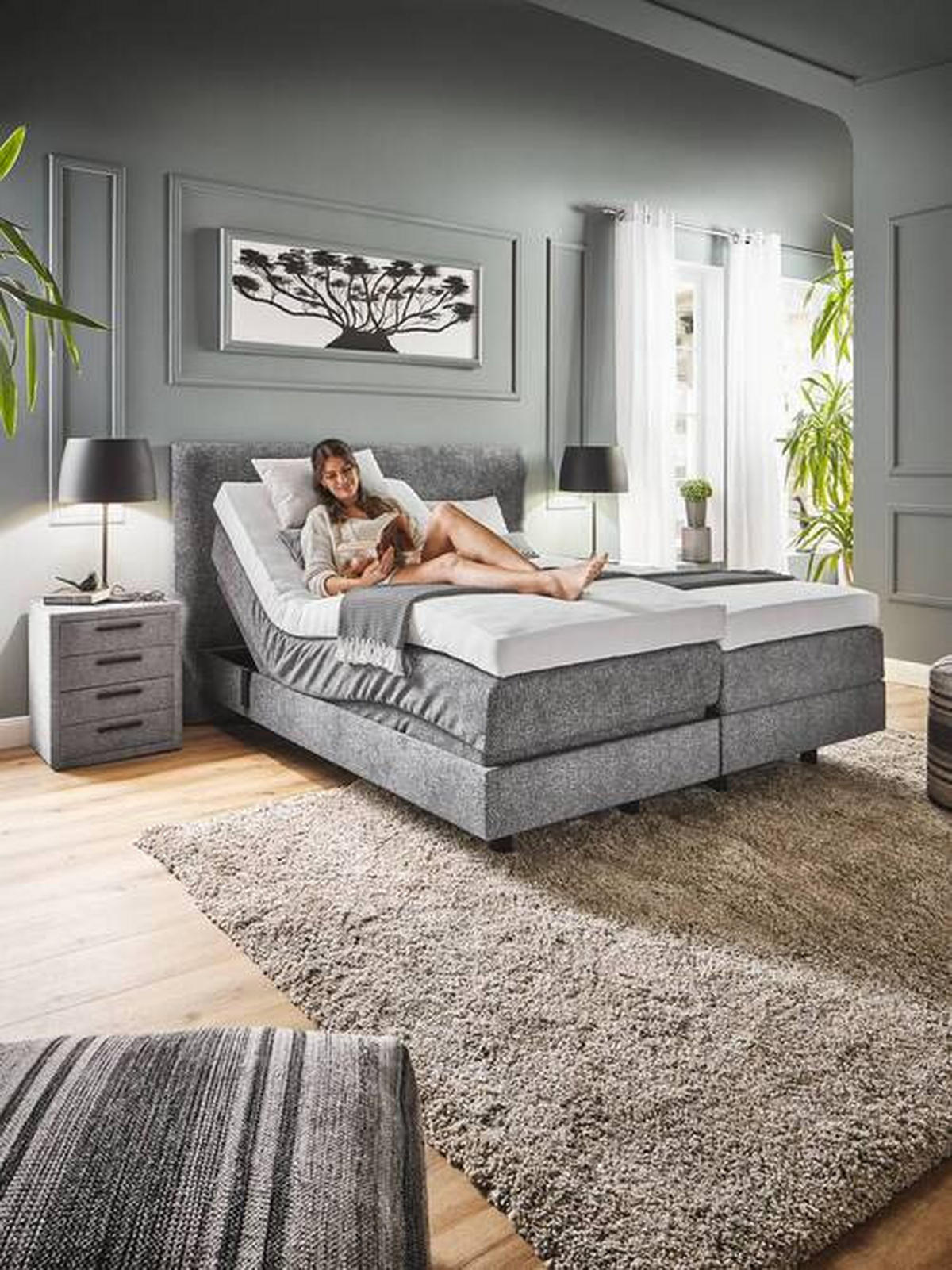 BOXSPRINGBETT 160/200 cm  in Grau  - Grau, KONVENTIONELL, Holz/Textil (160/200cm) - Dieter Knoll