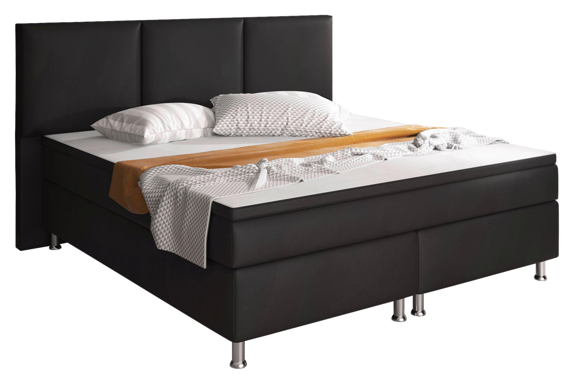 Boxspringbett Mit Topper Lederlook 180x200 Oslo