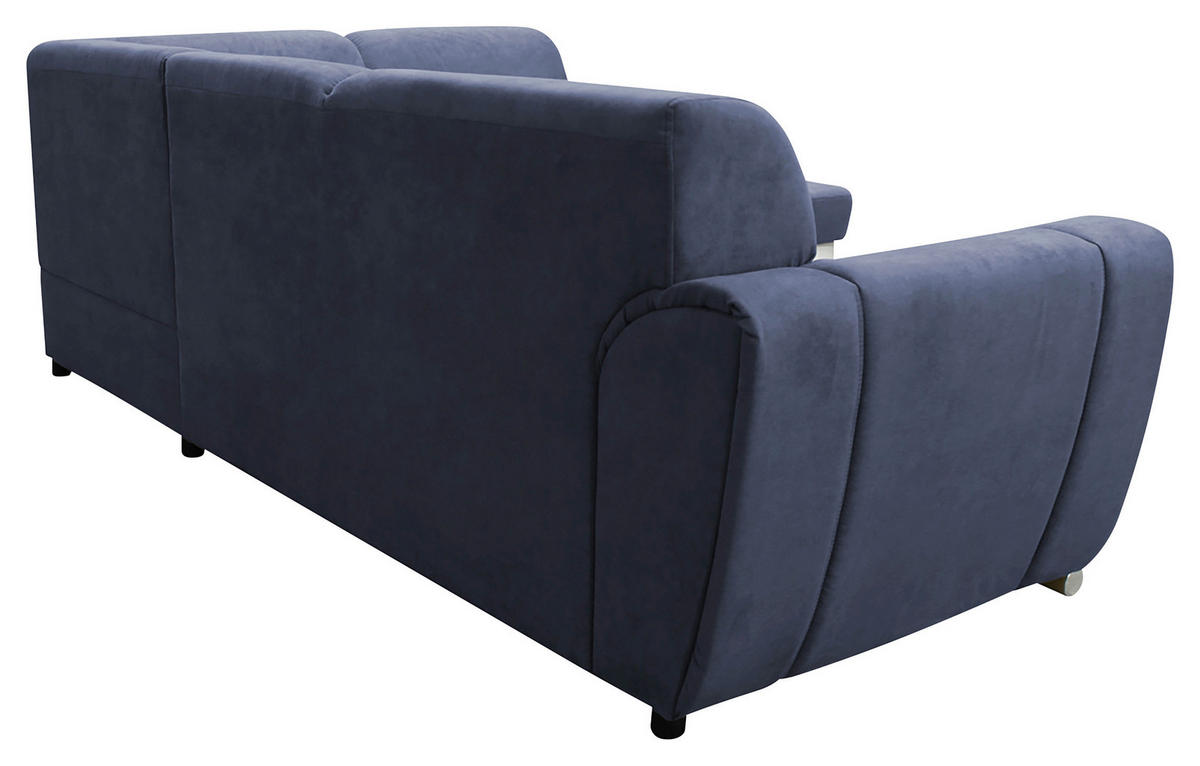ECKSOFA Blau, Weiß Velours  - Blau/Silberfarben, Design, Kunststoff/Textil (255/196cm) - MID.YOU