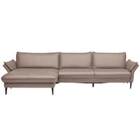ECKSOFA in Echtleder Taupe  - Taupe/Schwarz, Design, Leder/Metall (172/334cm) - Valdera