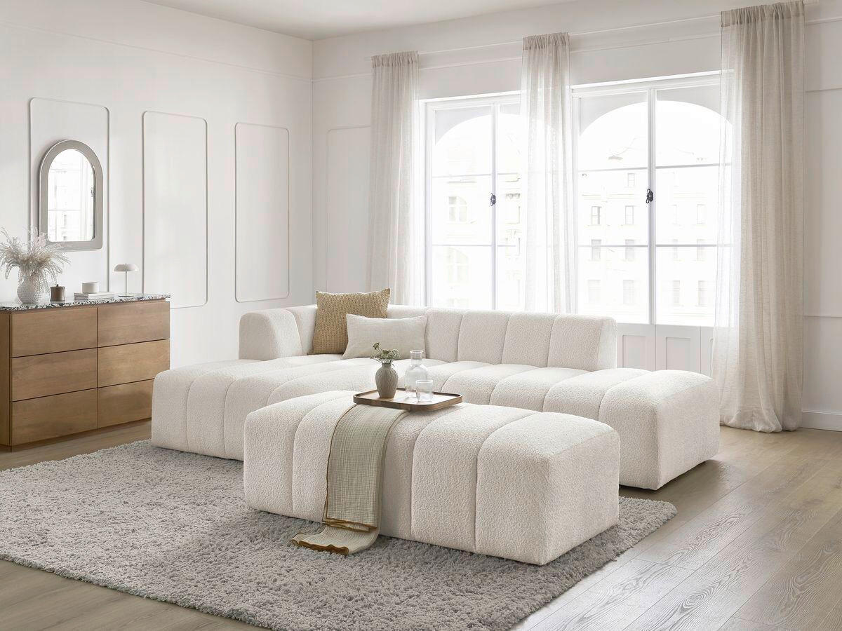 ECKSOFA  ANNECY Weiß Bouclé  - Schwarz/Weiß, MODERN, Kunststoff/Textil (170/262cm)