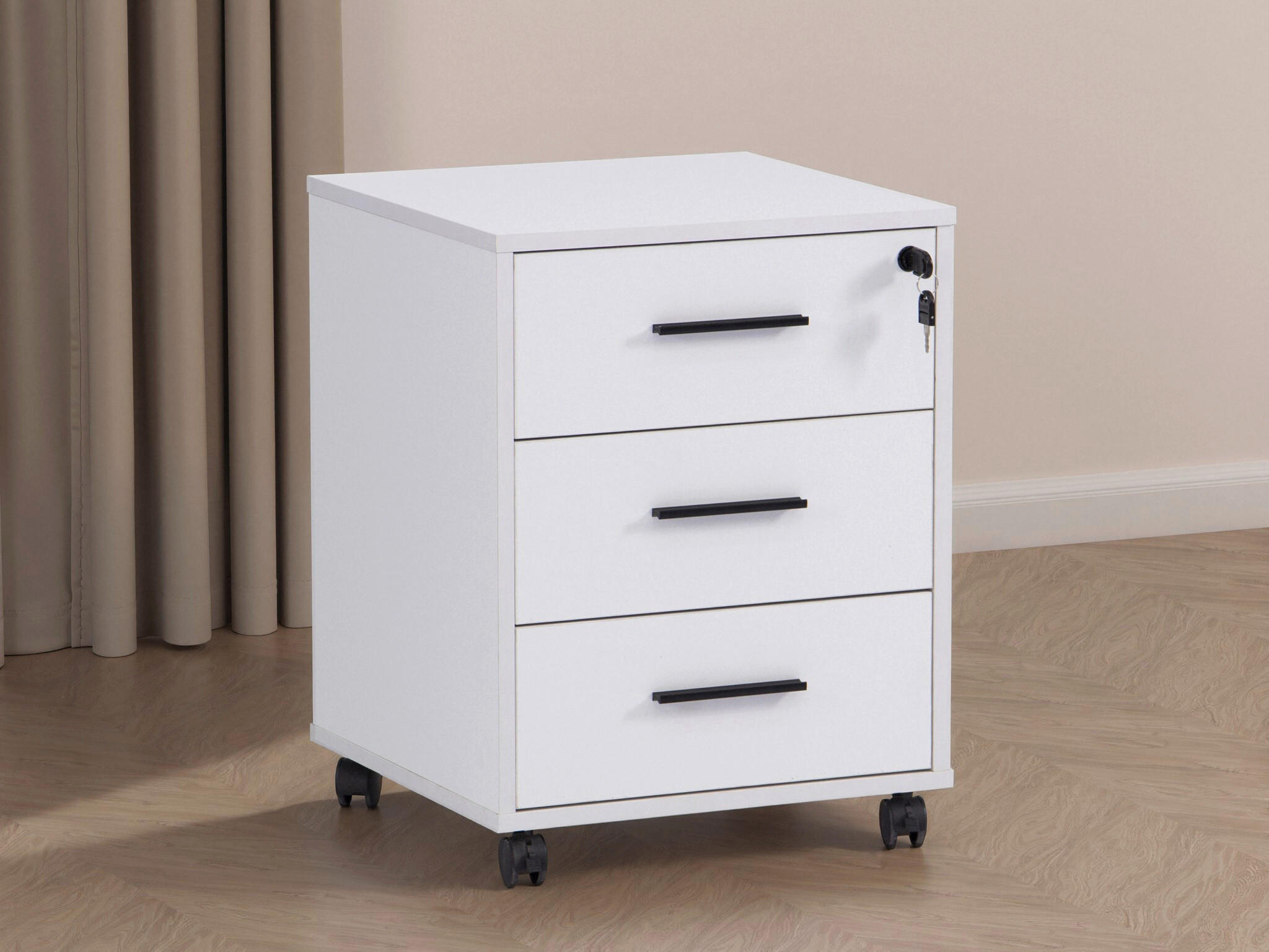 GÖRGŐS KONTÉNER - fekete/fehér, Basics, műanyag/faalapú anyag (43/56/42cm) - Carryhome