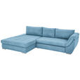 ECKSOFA in Flachgewebe Blau  - Blau/Silberfarben, Design, Textil/Metall (174/306cm) - Carryhome