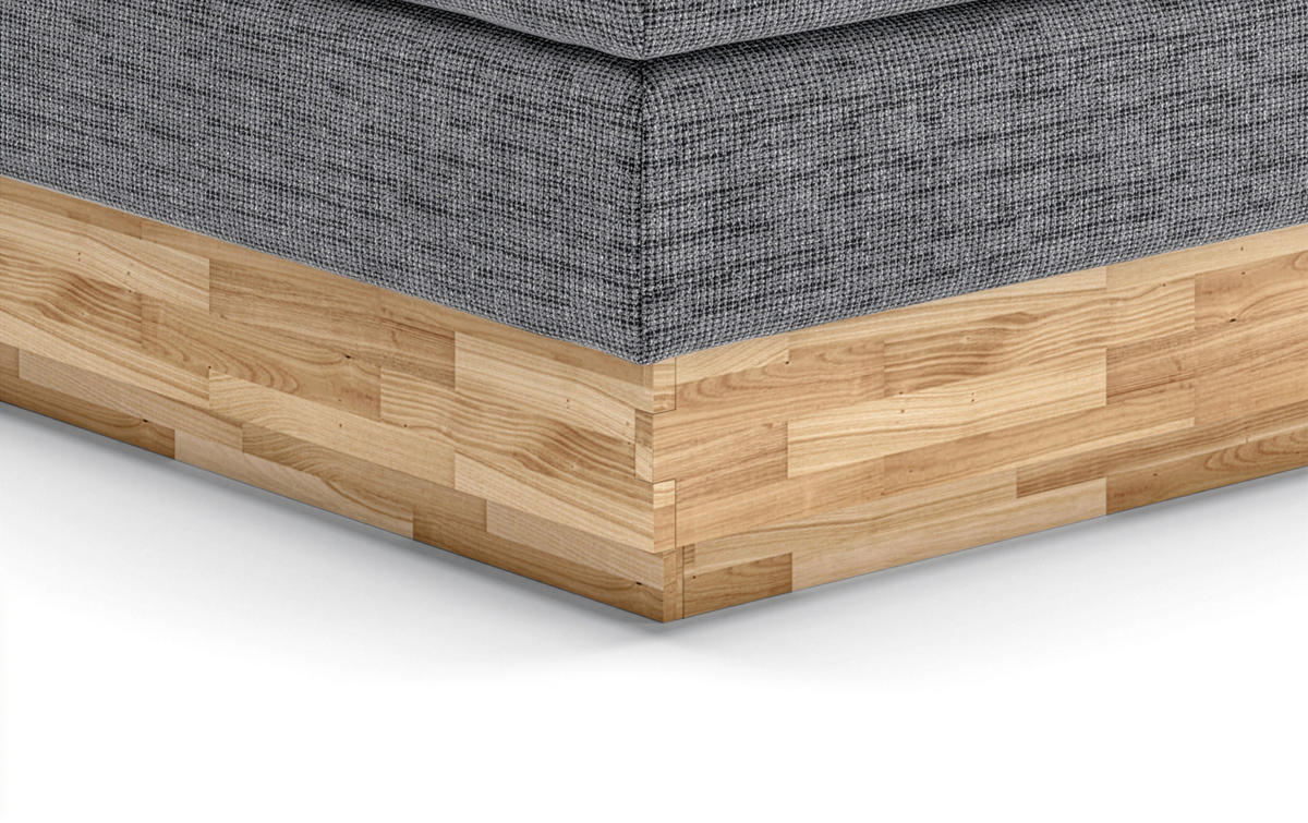 BOXSPRINGBETT 160/200 cm,  in Eichefarben, Dunkelgrau, Matratze, gepolstertes Kopfteil, Bettkasten, Topper, H2 + H3 = mittel + fest  - Eichefarben/Dunkelgrau, MODERN, Holz/Kunststoff (160/200cm) - Livetastic