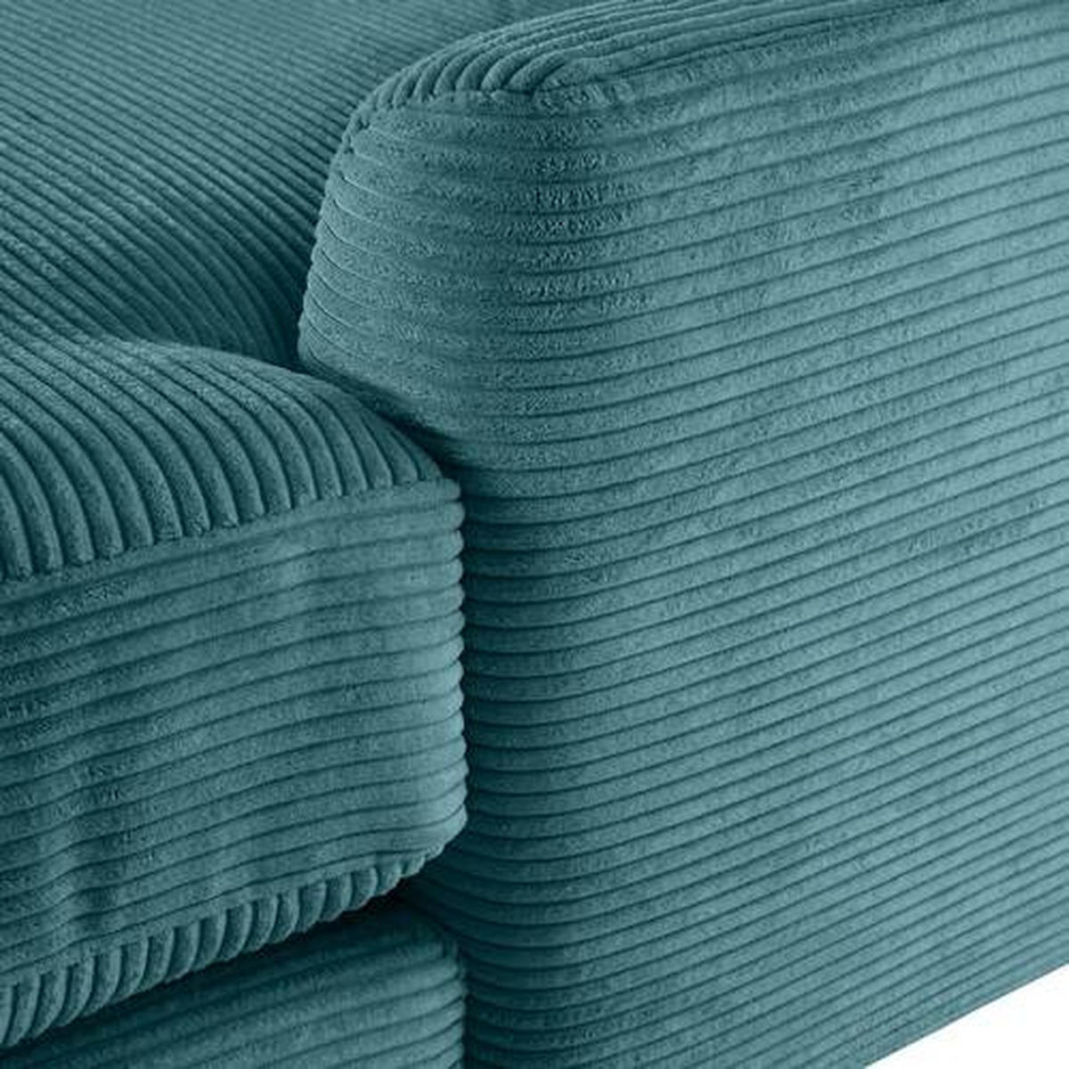 ECKSOFA in Cord Petrol  - Petrol/Schwarz, Design, Kunststoff/Textil (240/175cm) - Landscape