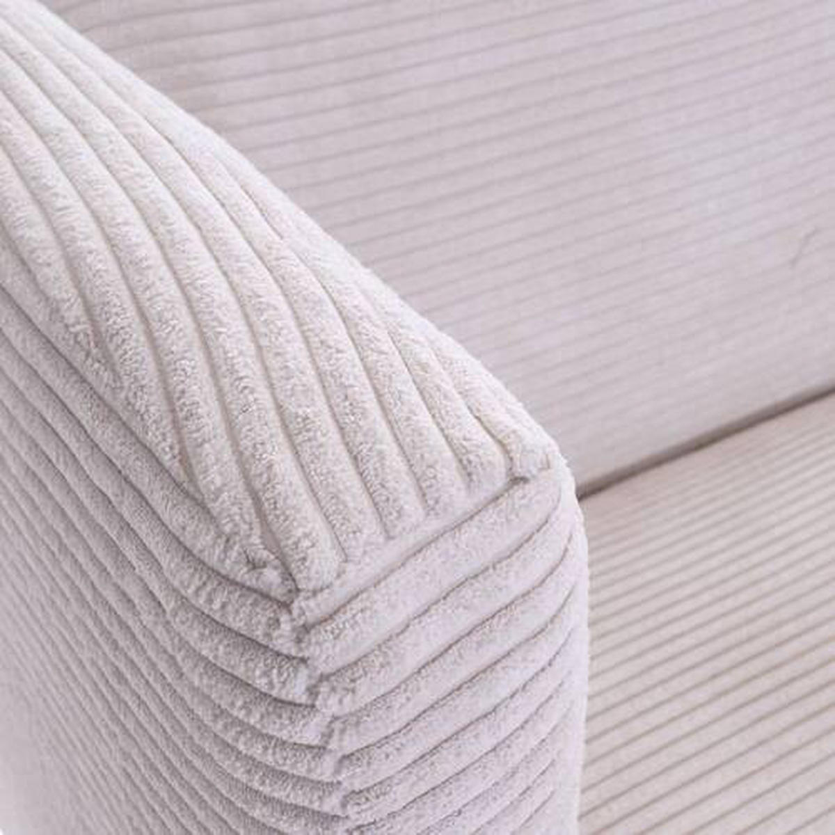 SITZBANK 190/83/70 cm Cord Creme, Weiß, Eichefarben Holz  - Eichefarben/Creme, Design, Holz/Textil (190/83/70cm) - Landscape