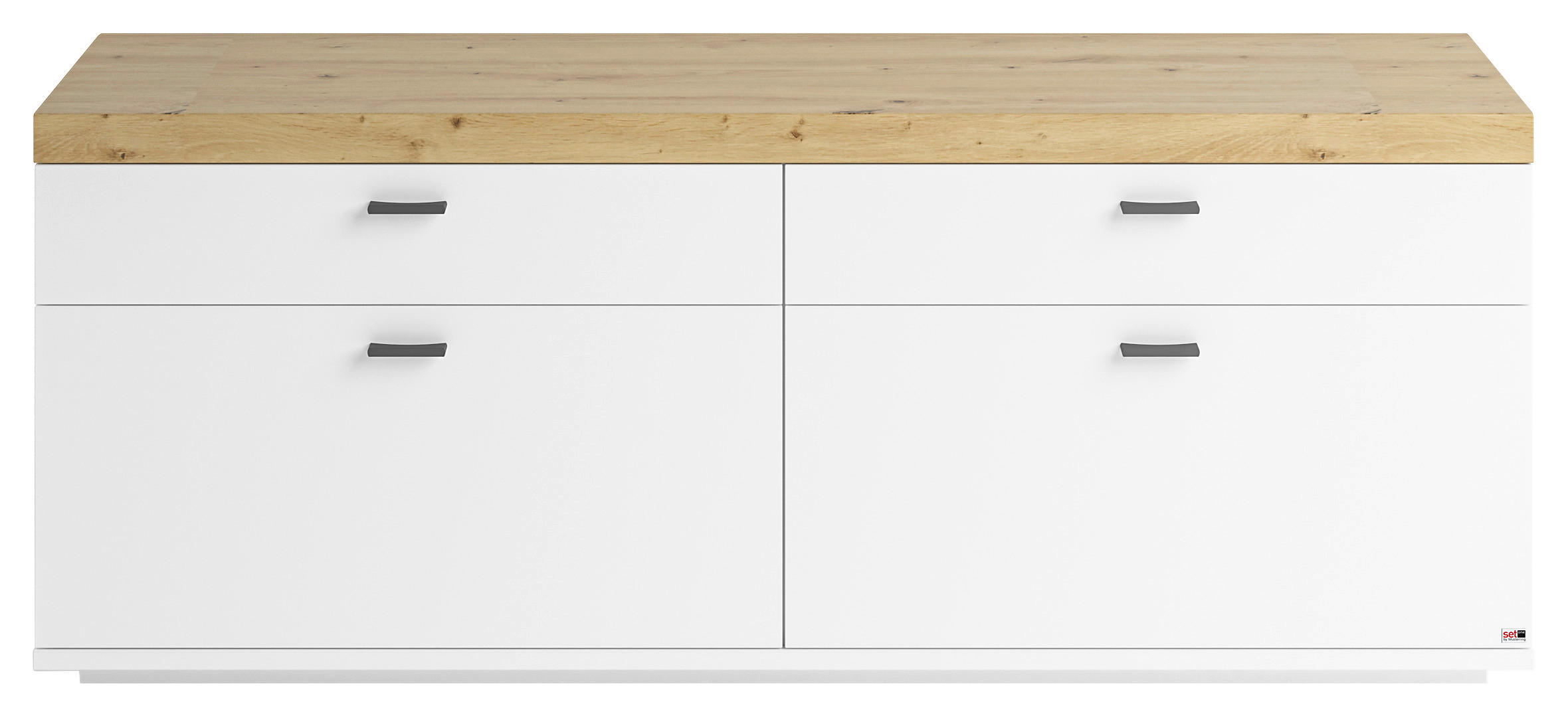 Thumbnail - SetOne by Musterring Lowboard, Weiß, Eiche Artisan, Metall, 4 Schublade(n) Schubladen, F, 150.1x58.7x43.8 cm, Typenauswa...