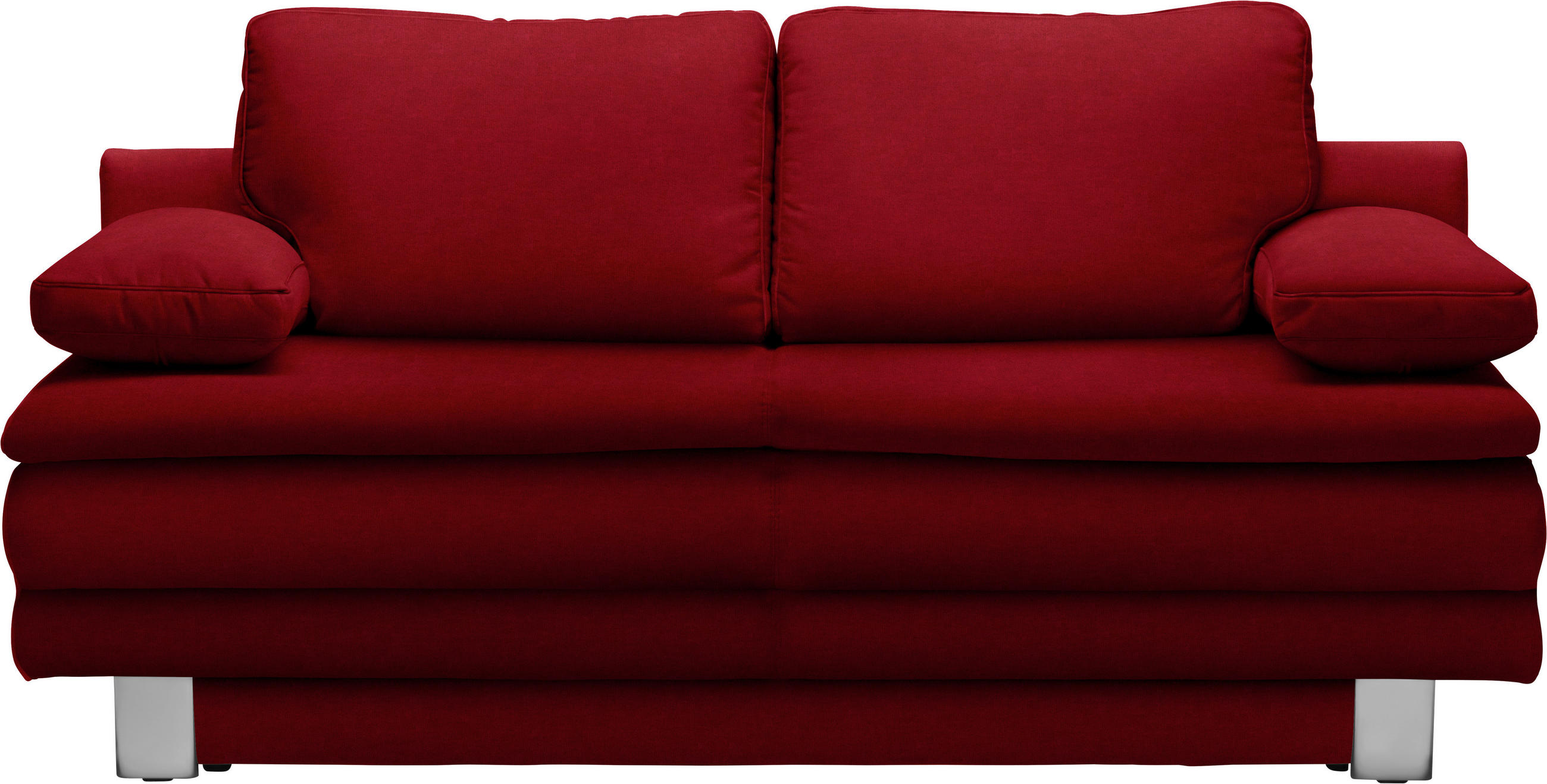 SCHLAFSOFA in Flachgewebe Dunkelrot  - Chromfarben/Dunkelrot, Design, Textil/Metall (194/96/86cm) - Novel