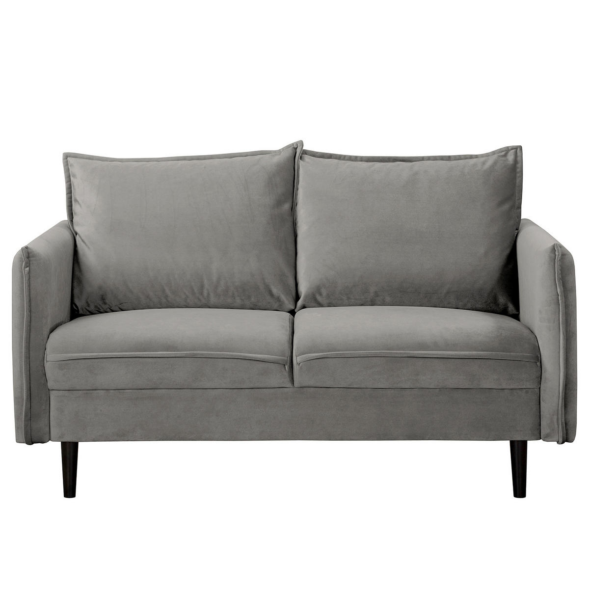 2-SITZER-SOFA JULI Samt Grau  - Schwarz/Grau, Design, Holz/Textil (138/86/100cm) - P & B