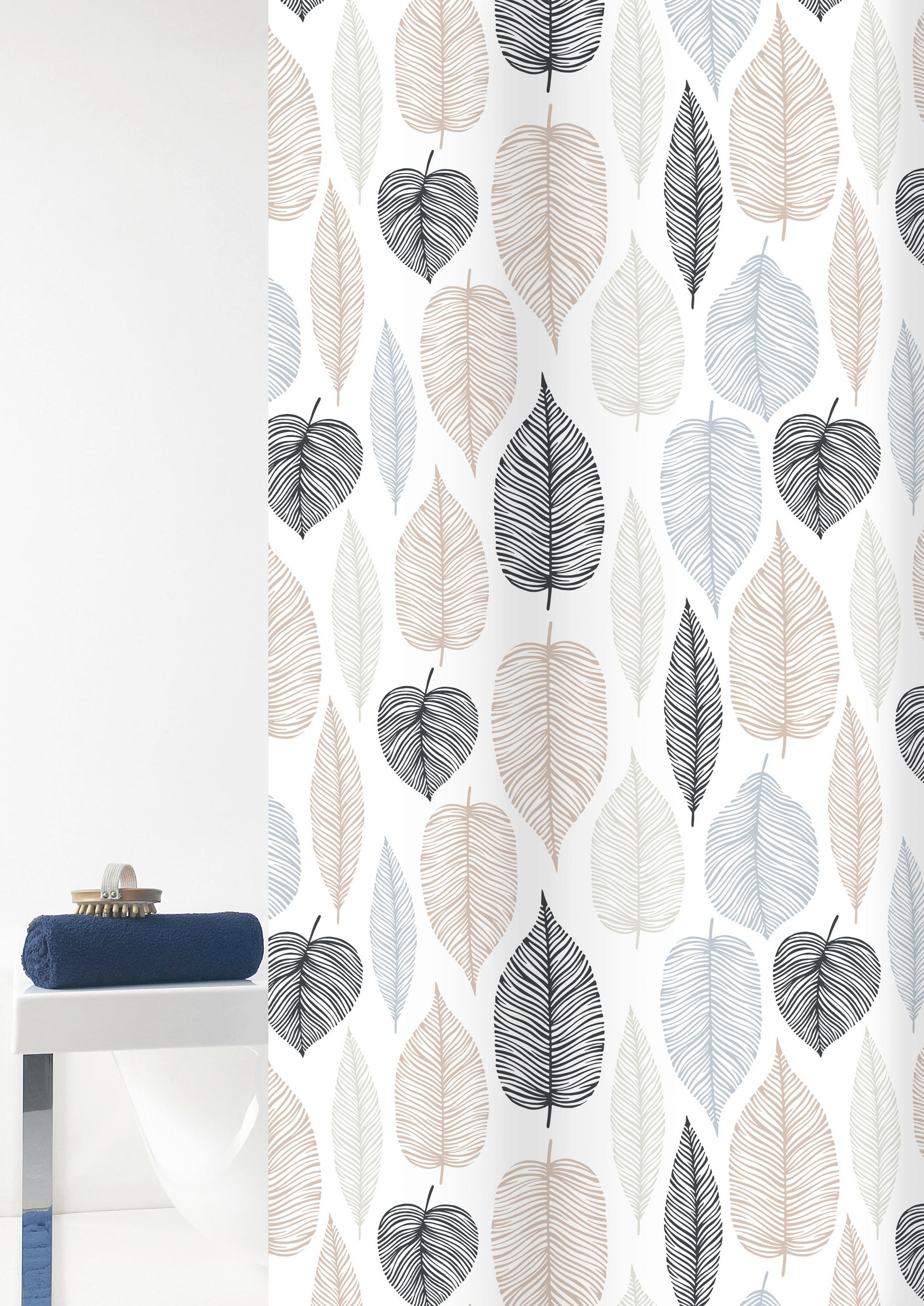 DUSCHVORHANG Duetto 180/200 cm  - Braun/Weiß, Basics, Kunststoff (180/200cm) - Grund
