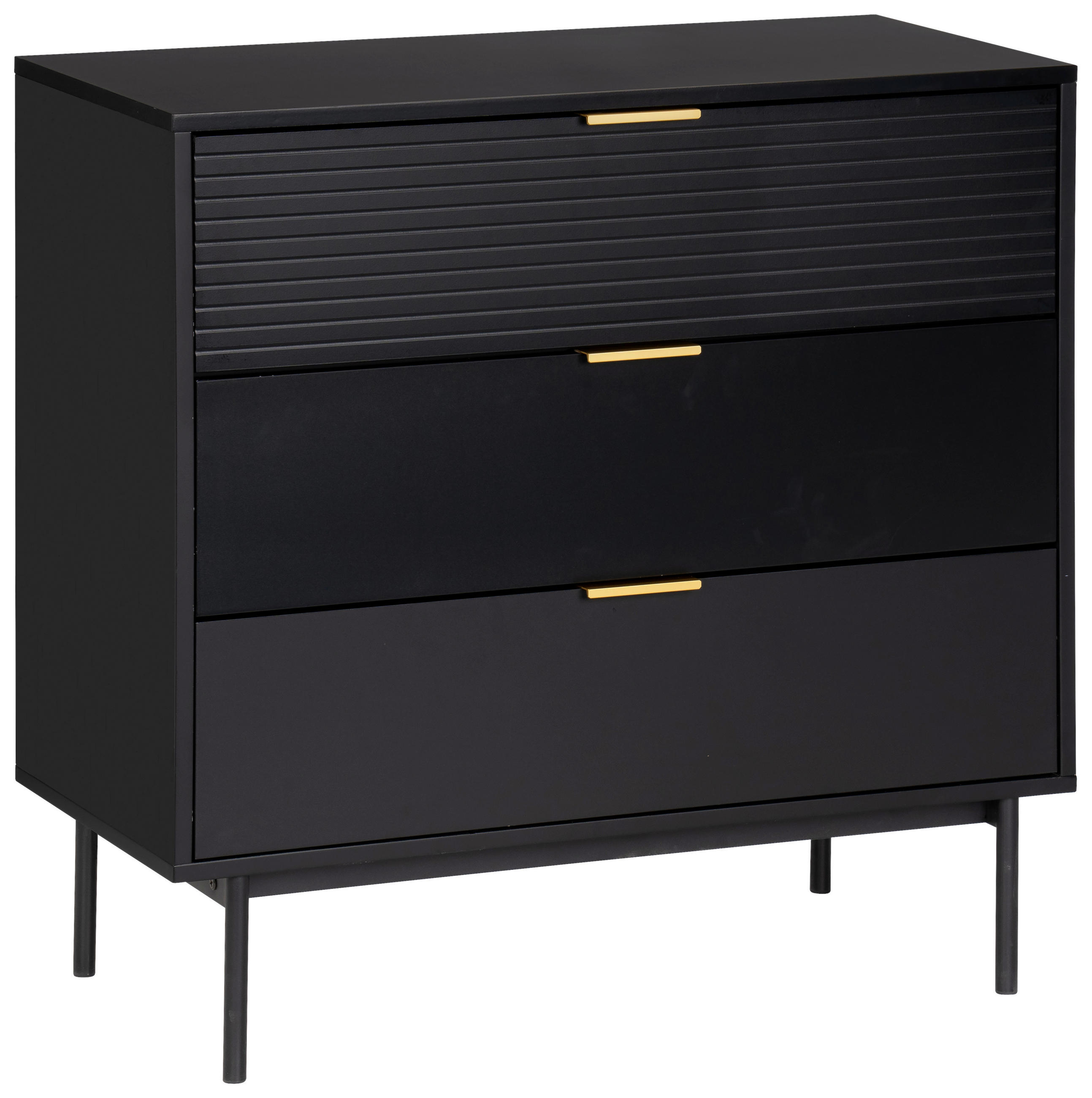 COMODĂ 80/80/40 cm  - auriu/negru, Design, metal/material pe bază de lemn (80/80/40cm) - Livetastic