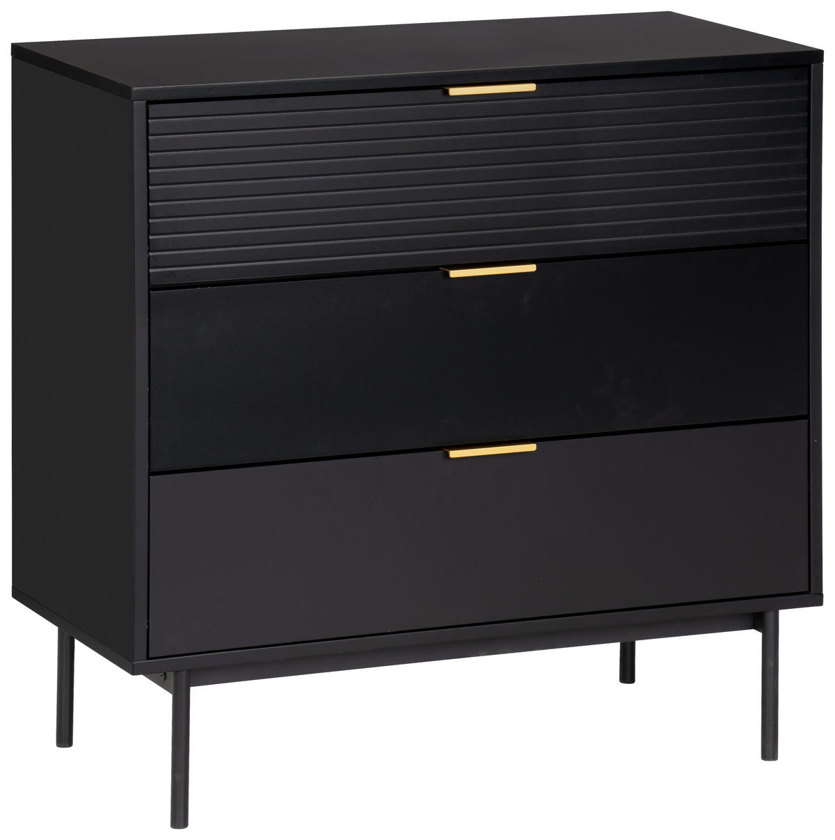KOMODA, černá, barvy zlata, 80/80/40 cm - černá/barvy zlata, Design, kov/kompozitní dřevo (80/80/40cm) - Livetastic