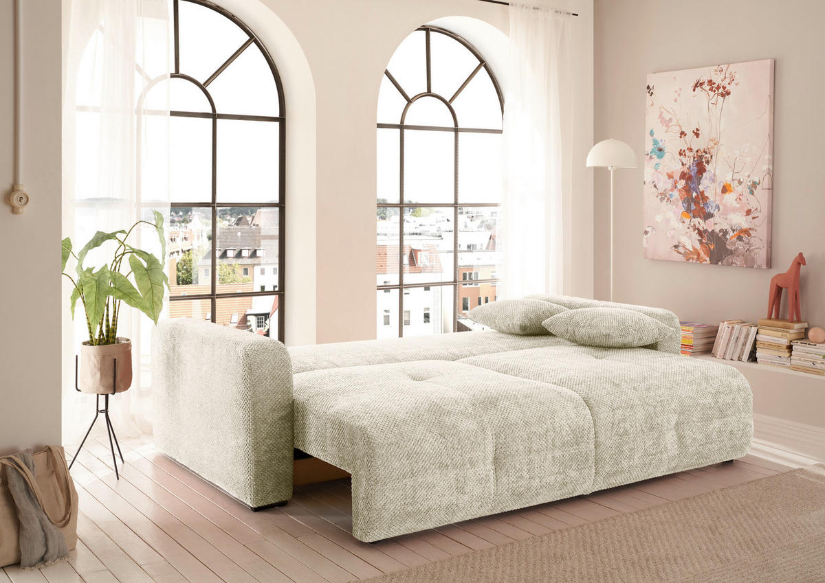 SCHLAFSOFA in Mikrovelours Beige  - Beige/Schwarz, Konventionell, Kunststoff/Textil (235/88/120cm) - MID.YOU