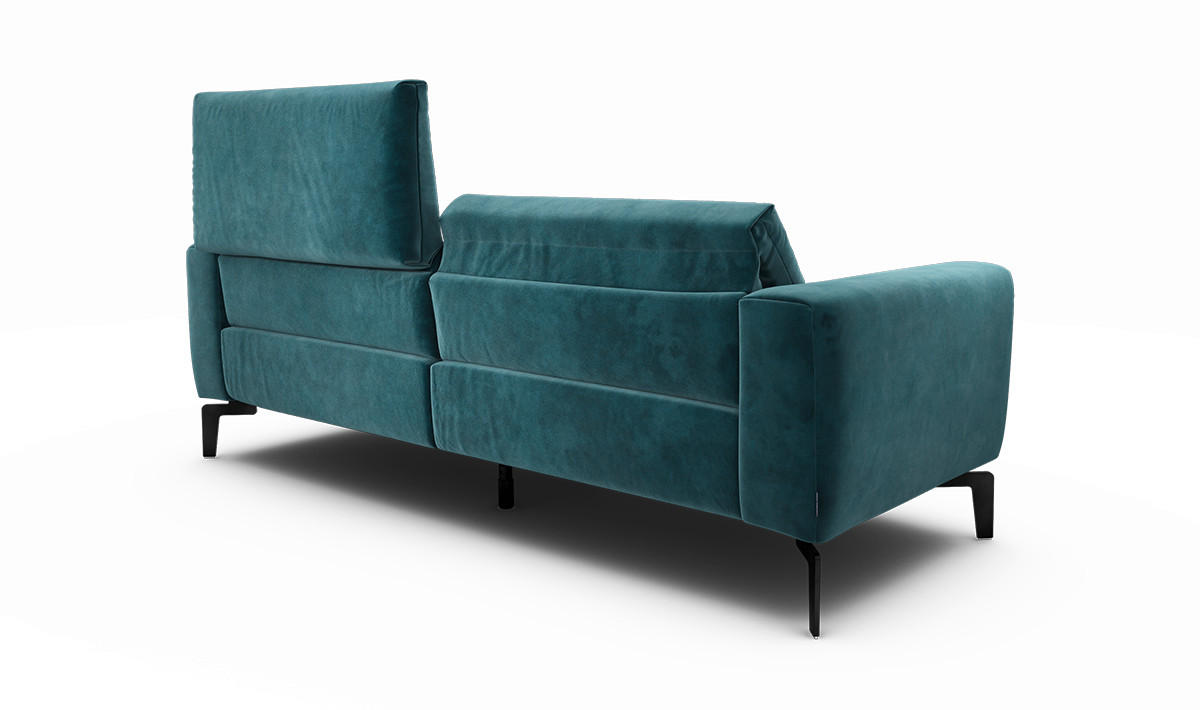 2,5-SITZER in Samt Blau  - Blau/Schwarz, Design, Textil/Metall (220/86/86-94cm) - SENSOO