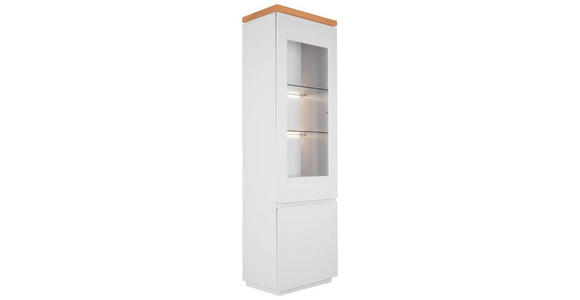 VITRINE in furniert Eiche Weiß, Eichefarben - Eichefarben/Weiß, MODERN, Holz/Holzwerkstoff (57/195/40cm) - Carryhome