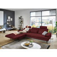 ECKSOFA in Echtleder Rot  180/310 cm  - Rot/Schwarz, Design, Leder/Metall (180/310cm) - Dieter Knoll