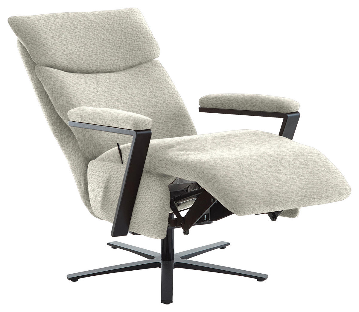 RELAXSESSEL in Textil Creme  - Creme/Schwarz, Design, Textil/Metall (68/117/85cm) - Cantus