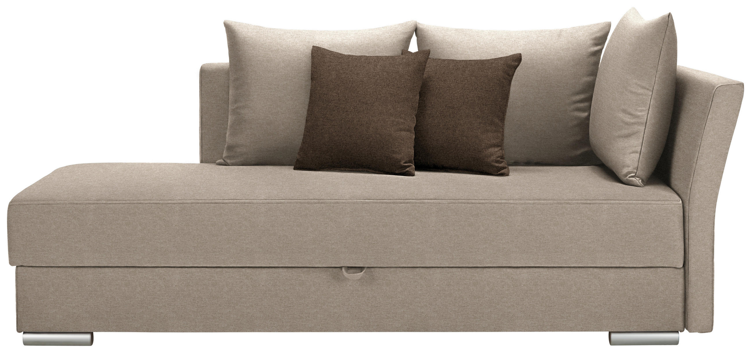 LEŽADLO, textil, 220/93/100 cm - tmavohnedá/chrómová, Design, textil/plast (220/93/100cm) - Livetastic